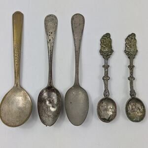 Vintage Spoon x5 Northington Plate Japan Drunk Dutchman Floral Plain Silverplate
